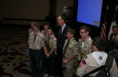 Peyton Manning and Boy Scouts at 2012 Boy Scouts Awards Dinner, courtesy of Crossroads of America Council Peyton Manning and Boy Scouts at 2012 Boy Scouts Awards Dinner, courtesy of Crossroads of America Council